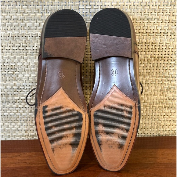 🌟2xHP🌟Brown Leather Perforated Cap Toe Derby Shoes 12 - Picture 12 of 12